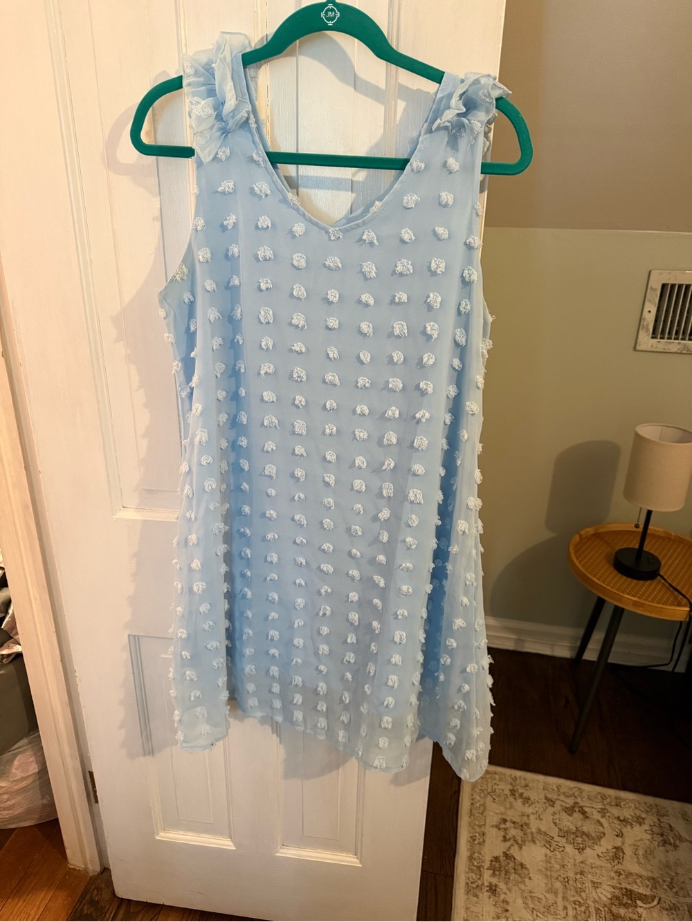 Light Blue Girls' Textured Sleeveless Dress